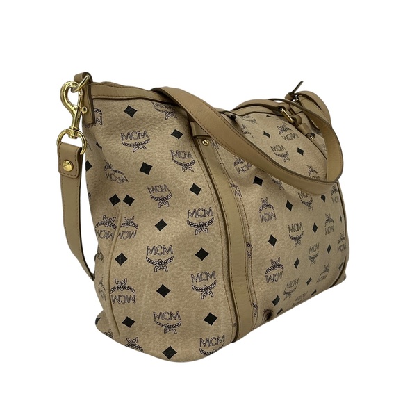 MCM Visetos Medium Essentials Shopper Tote – Beige with Monogram - Picture 6 of 12